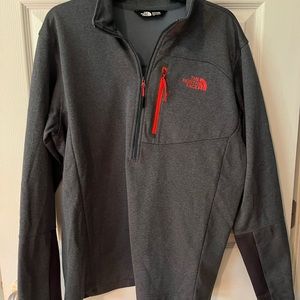 Mens North Face black with red trim quarter zip sweatshirt size L
